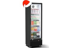BODEGACOOLER Commercial Beverage Refrigerator with Glass Door,12.5 Cu.Ft Display Merchandiser Drink Refrigerator,Upright Commercial Bar Fridge,Display Drink Cooler,Soft LED Light,Romovable Shelves