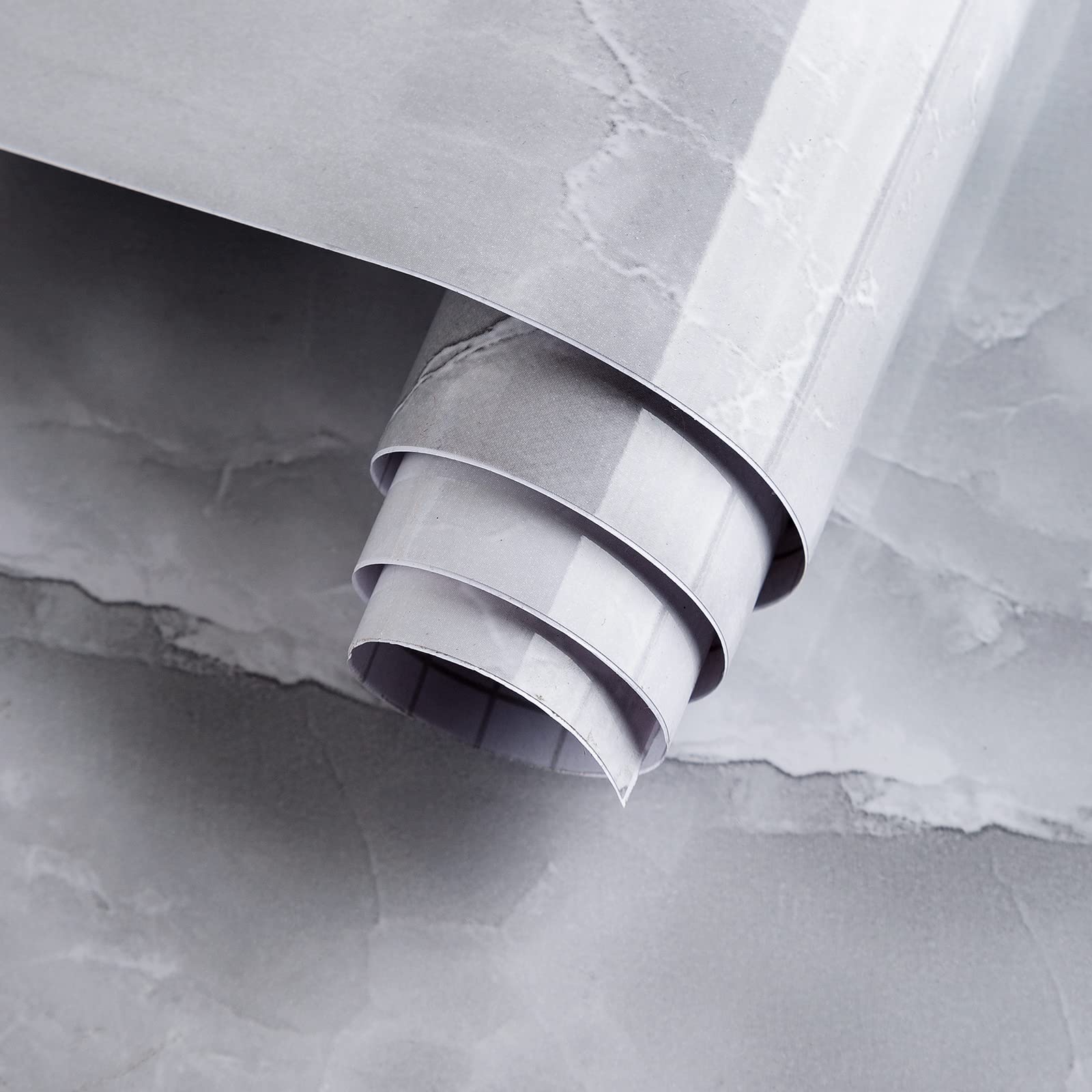 JSEVEM 60CM×9M Wide Big Grey White Cloud Pattern Marble Wallpaper Peel and Stick Thick Textured Waterproof Glossy Gray Granite Contact Paper Vinyl Wrap Kitchen Stickers Decor for Bathroom Bedroom Gym