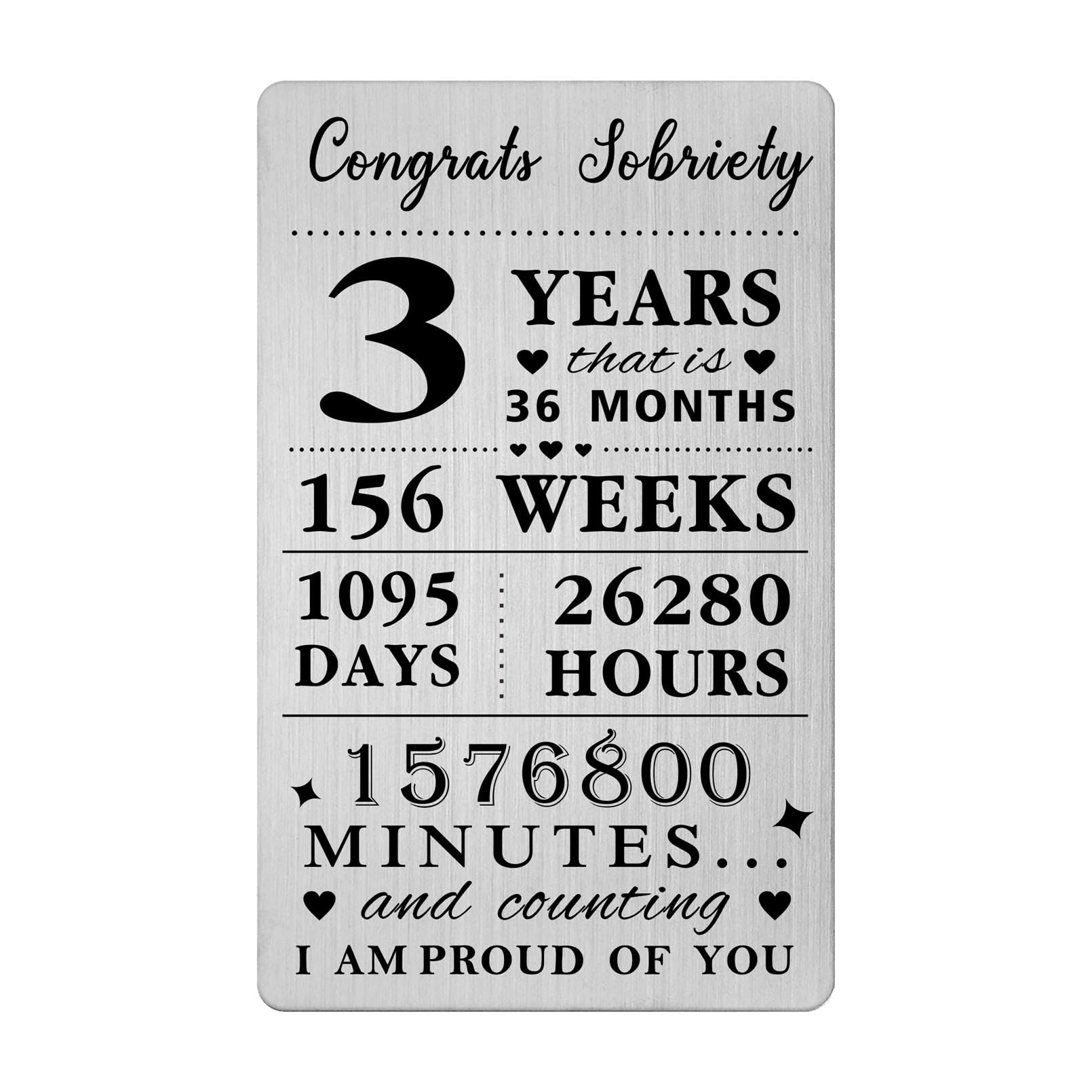 Gezxin 3 Years Sobriety Gifts For Men Women- Congratulations 3 Years Sober Card for Him Her- Personalised Sobriety One Day At A Time Presents Stainless Steel