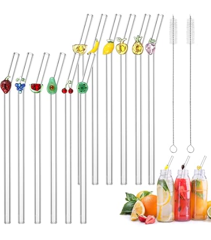 HALM Lot De 4 Pailles Réutilisables En Verre - Courtes Et Droites De 10