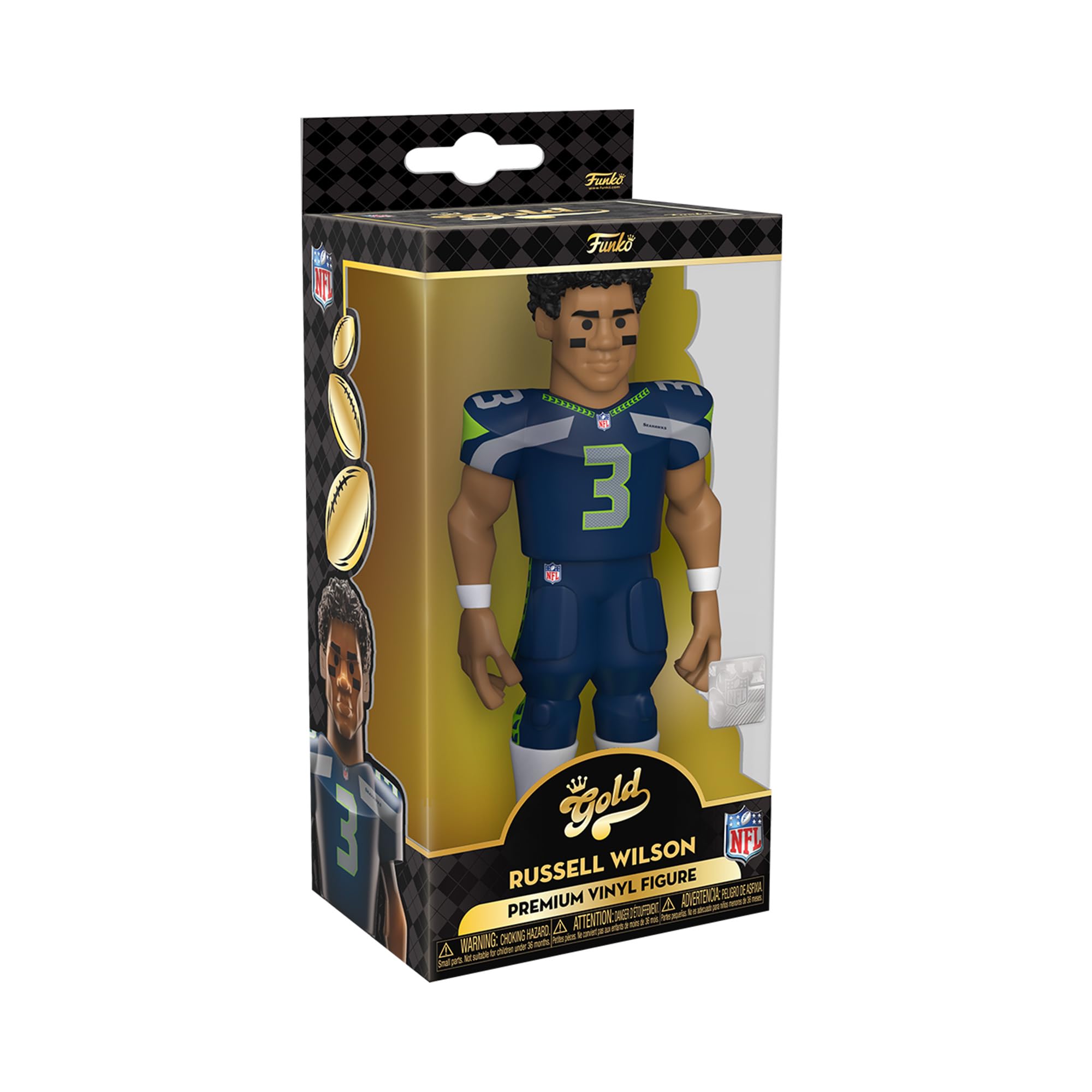 Funko Gold 5" NFL: Seahawks - Russel Russell Wilson - 1/6 Odds for Rare Chase Variant - Collectable Vinyl Action Figure - Birthday Gift Idea - Official Merchandise - Ideal Toy for Sports Fans