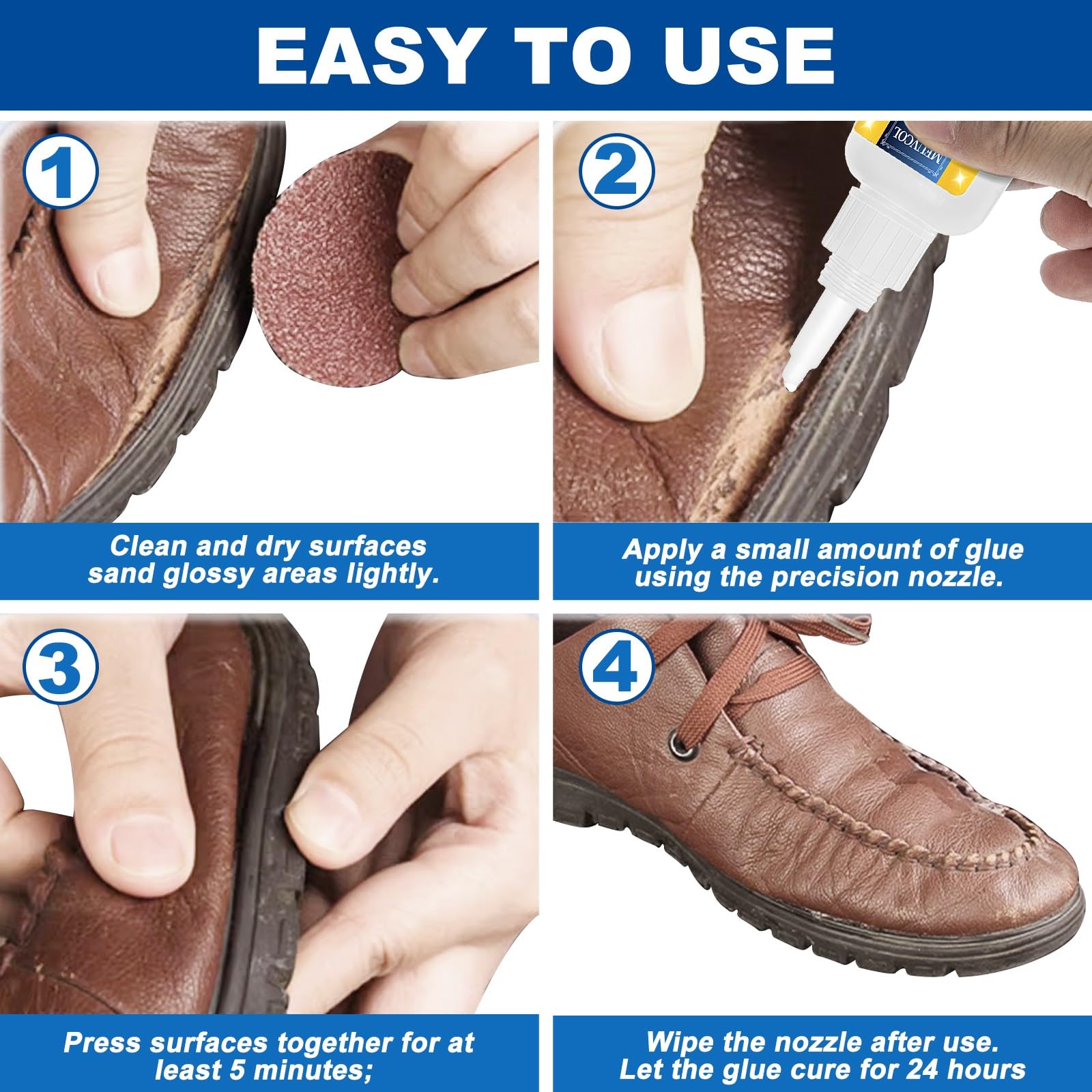 Meuvcol 100g Schuhkleber Extra Stark Wasserfest, Sekundenkleber Für Schuhsohlenkleber, Transparentes Schuhsohlen Reparaturset, Shoe Glue Für Stiefel, Leder, Absätze, Tennisschuhe, Sneaker 5