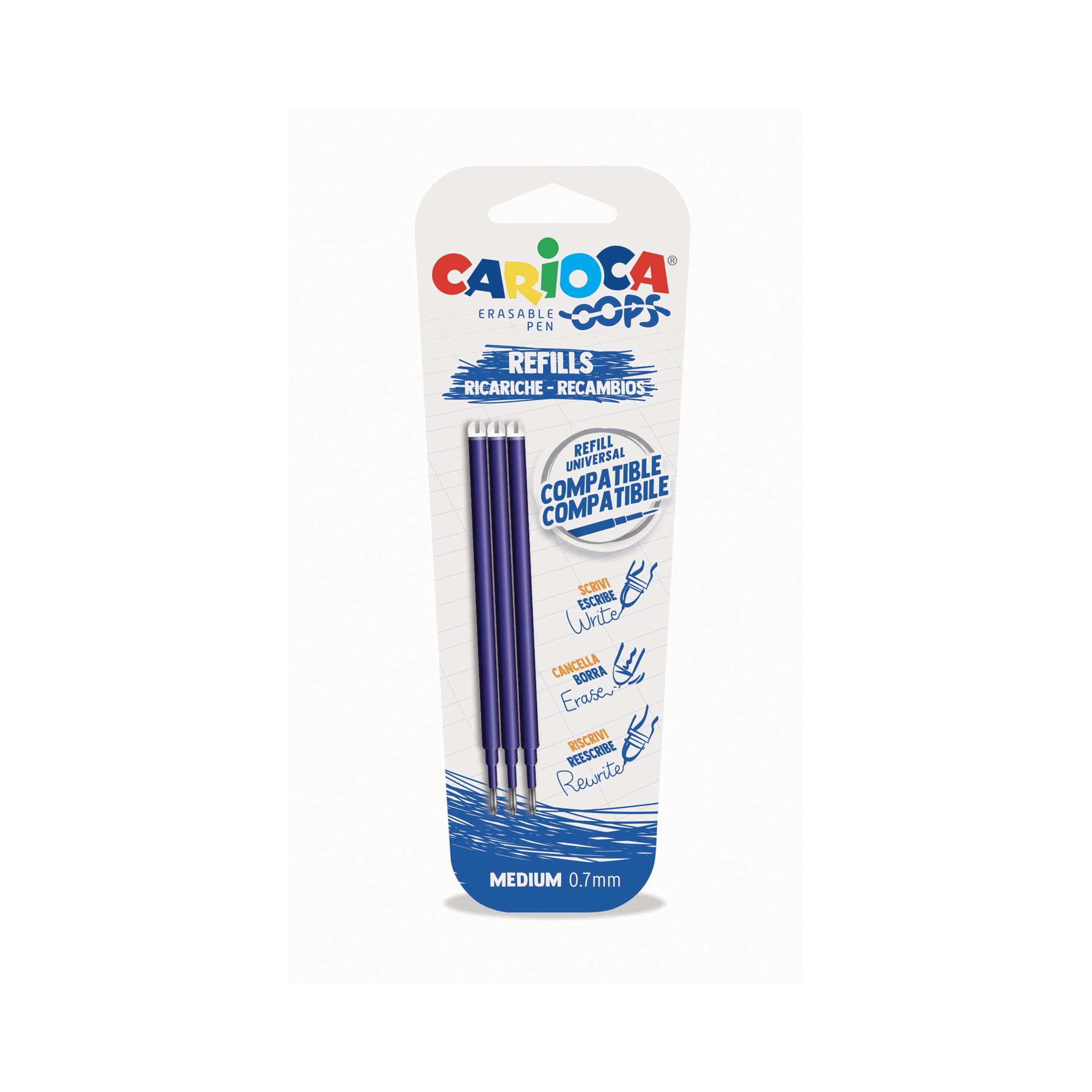 CARIOCA Oops Refill Blue Blister Pack of 3