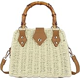 Straw Beach Bag Crossbody Handbag for Women Handmade Woven Shoulder Bag Top Handle Purse for Summer