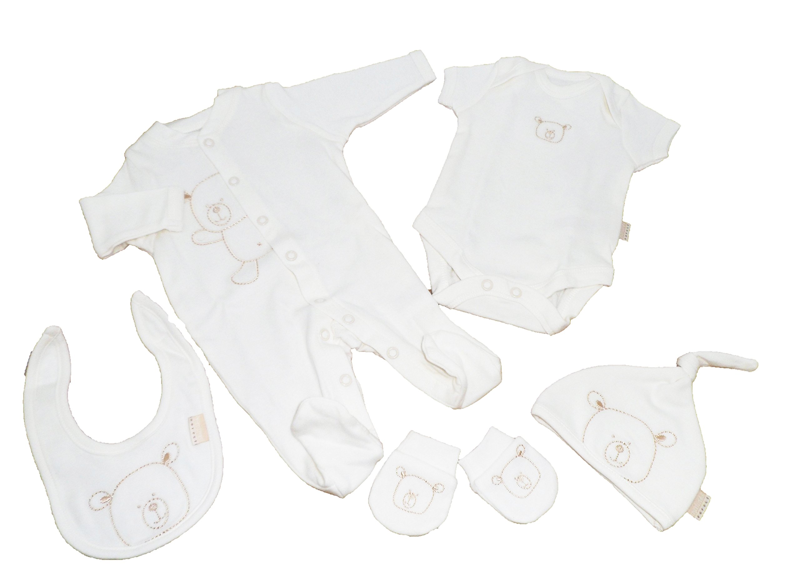 Natures Purest 5 Piece Cream Early Baby Starter Gift Set with Hug Me Bear - Soft Organic & Pure - Size 5lbs