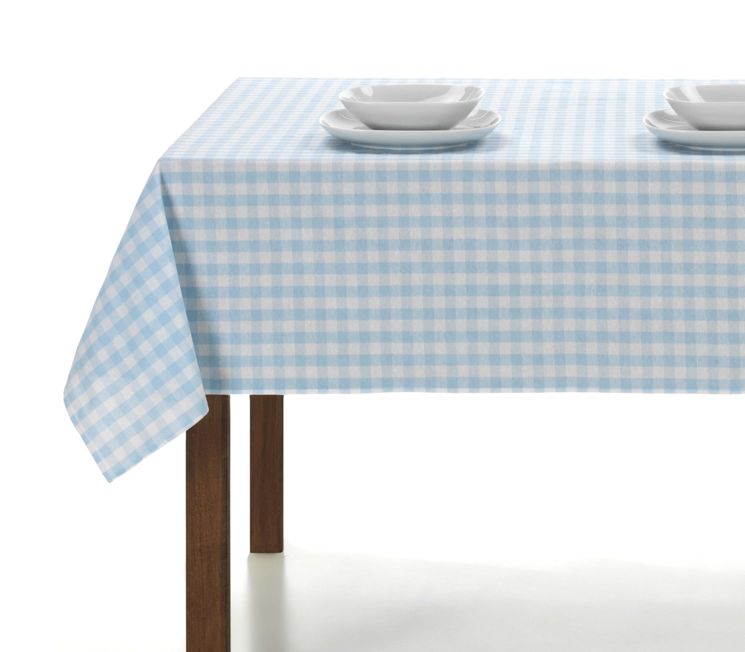 LAN&LAN,Vichy Rectangular Checkered Fabric Tablecloth, Indoor and Outdoor Tablecloth; Dining Room, Garden, Camping, Sand and Picnic with Different Sizes and Models to Choose From (140x100, Sky Blue) — image 1