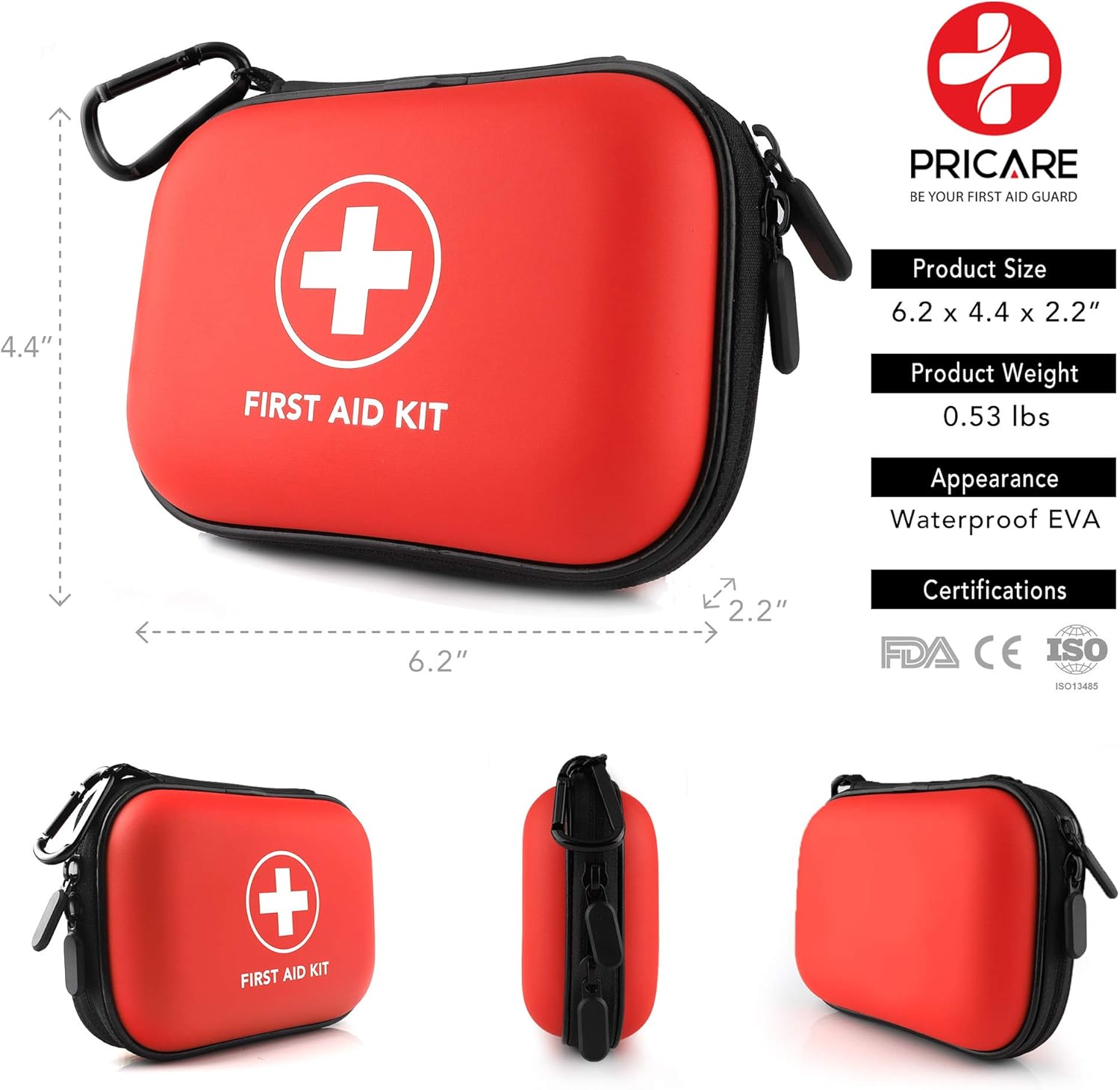 Mini First Aid Kit, 100 Pieces Small Water-Resistant Hard Shell Case - Perfect for Travel, Outdoor, Home, Office, Camping, Hiking, Car (Red): Health & Personal Care