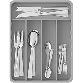 Simple Houseware 5 Compartments Kitchen Drawer Flatware, Gray
