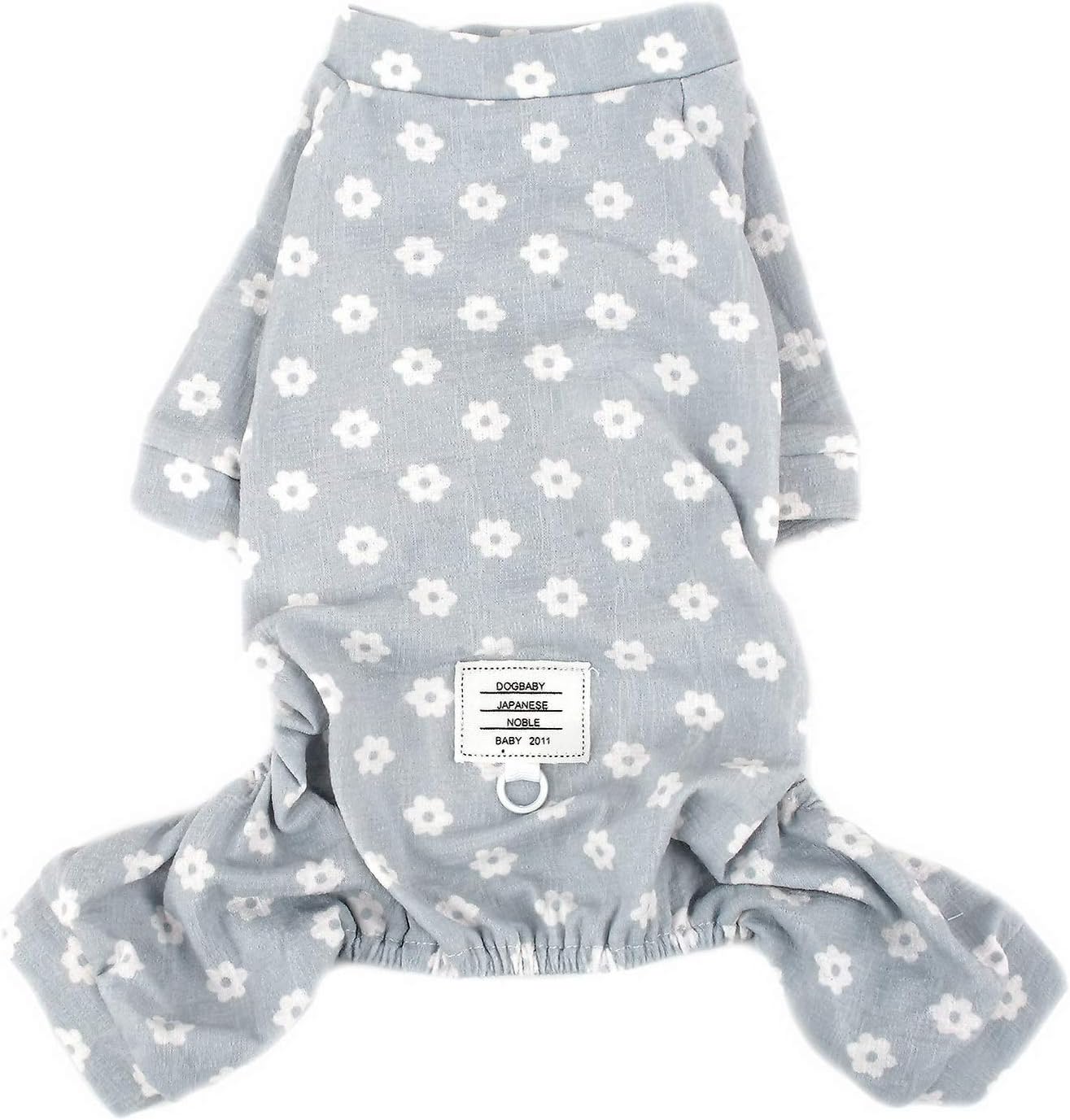 Zunea Small Dog Daisy Jumpsuit Pajamas Adorable Flowers Cotton Overalls Pjs Puppy Girl Sleeping Clothes Shirt with Pant Pet Doggie Cats Four Legs Pyjamas for All Season Blue S - Image 4