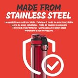 Ion8 600ml Lightweight Stainless Steel Water Bottle, Red, Leak Proof, view 5