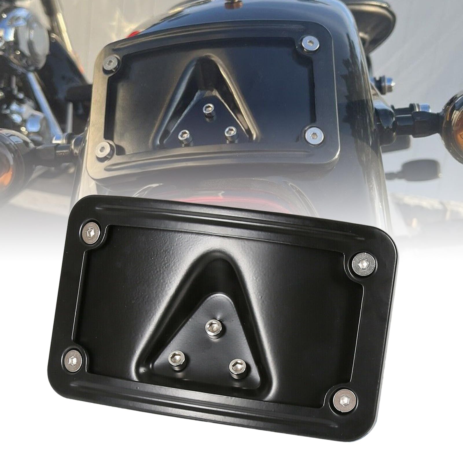 Motorrad Schwarz 3 Löcher Laydown Kennzeichen Halterung Für Harley Sportster Dyna Softail Big Twins 1973-up