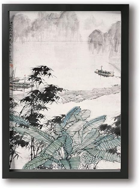 Amazon インテリア 中国風の水墨画 風景 風景 部屋飾り鮮明さ 壁絵 装飾画垂直 廊下の通路の壁画 装飾画 寝室の絵画 アートポスター ポスターフレーム 無毒無味 環境に優しい 耐紫外線性 絵画 壁掛け フック Diy 木枠セッ プレゼント装飾画 壁掛け 飾り絵 贈り物 部屋