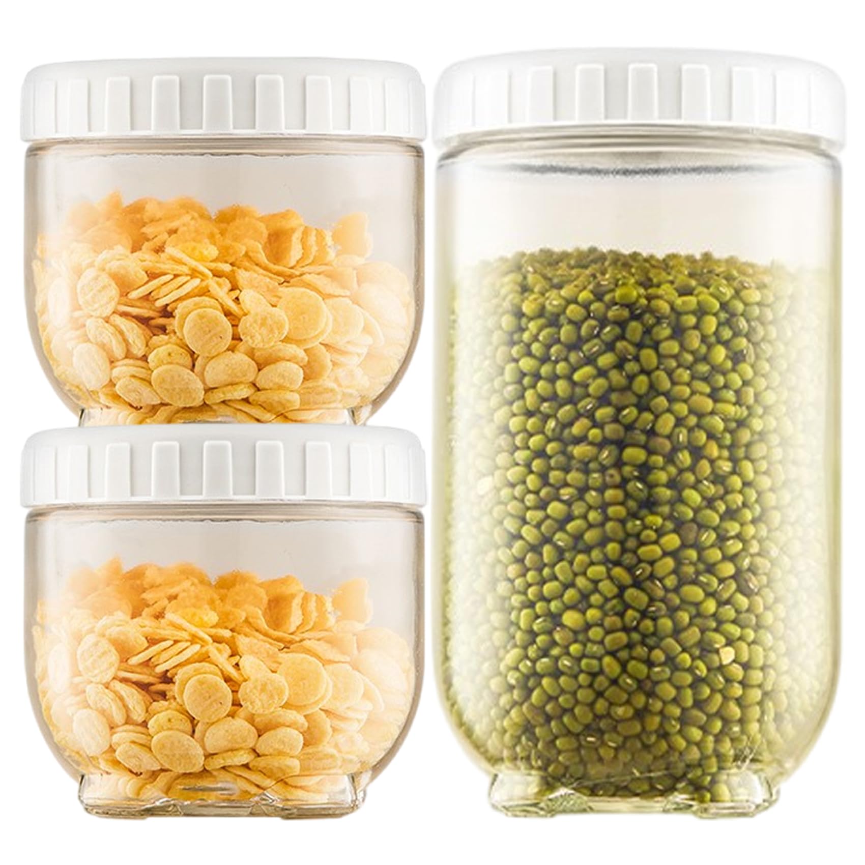 Photo 1 of 3-Piece Cute Glass Jars with Screw Airtight Lids, Wide Mouth Bottle Glass Storage Jars with Lids for Food Candy Grain Kitchen, Cat Claws Overnight Oats Containers Jars Small Stackable Canning Jar