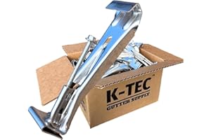 K-TEC GUTTER SUPPLY Hidden Gutter Hangers 5 Inch with a Pre-Inserted Rust Resistant Screw - Heavy Duty Rain Gutter Brackets Fastener with Clip for 5" K-Style Aluminum Gutters - Easily Repair Sagging Gutters - 10 Pack