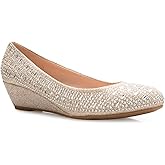 Olivia K Women's Close Round Toe Low Wedge Glitter Rhinestone Comfort