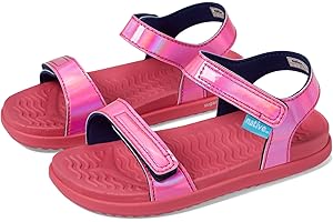 Native Shoes Kids Charley Sugarlite Hologram Flat Sandals for Little Kid - Hook-Loop Closure with EVA Footbed, and Open Toe Design