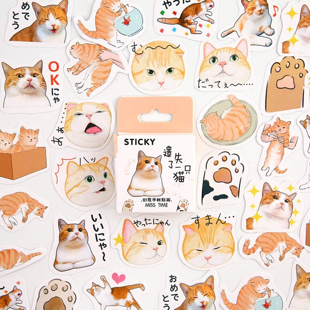 Amapower 46PCS/Box Cute Stickers,Series Paper Stickers Diary Label Boxed Sticker Album Decor Stickers(3)