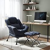Furlide Lazy Chair with Ottoman, Modern Lounge Chair with Lumbar Pillow, Accent Cozy Reading Armchair and Folding Footstool f