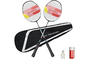AIRZHANYU Badminton Racket Set,Badminton Rackets,82 Gram Lightweight Composite Carbon Professional Grade Racket,Both Offensive and Defensive,Including 2 Rackets,2 Shuttlecocks,and 1 Bag