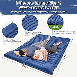 Double Sleeping Pad 4" Self Inflating Camping Mat