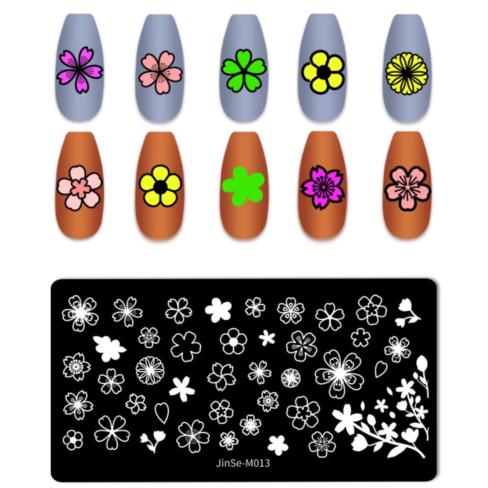 RUNRAYAY Sakura Nail Art Stamping Plate Stamping Template Flower Fashion Design Template Image Plate Nail Art Tools