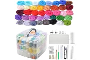 Joyeee Needle Felting Kit, Needle Felting Beginner DIY kit with 40 Colors Wool, Storage Case, Complete Needle Felting Tools Supplies, Needles Various Sizes, Scissors, Craft Animal Home Decoration