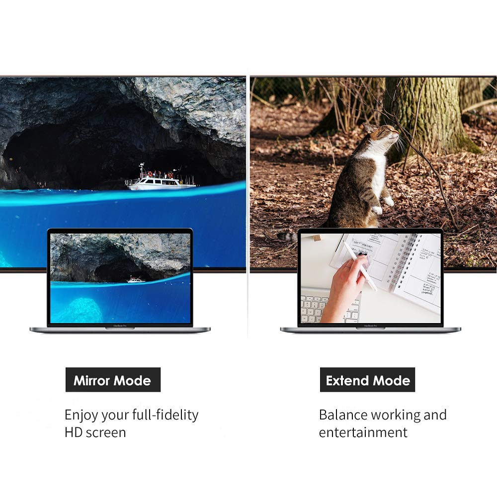 USB C to HDMI VGA Adapter, Monodeal 2 in 1 USB 3.1 Type C to VGA HDMI 4K UHD Adapter, Support HDMI VGA Simultaneously, External Video Card Multi-display Video Converter, NO NEED DRIVER