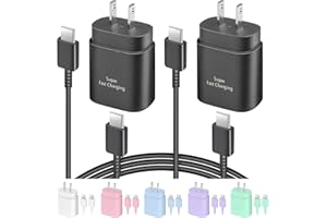 AISNI USB C Charger, 2 Pack 25W Type C Charger Fast Charging with USBC Chargers Cable 6 FT Android Phone Charge for Galaxy S25/ /S24/S23+/S22/S21/S20/Phone 17 16 15 Pro Max 16 15 Plus-Black