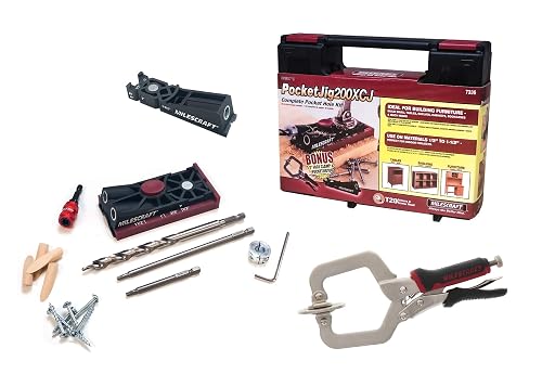 Milescraft 7336 PocketJig 200XCJ – Complete Pocket Hole Bundle: Double & Single Barrel Jig, Face Clamp, Accessories For Woodworking Joinery