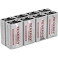 Tenergy 9V Lithium Batteries, 1200mah Non-Rechargeable Batteries, 10 Years Shelf Life Lithium 9 Volt Batteries, 8 Pack