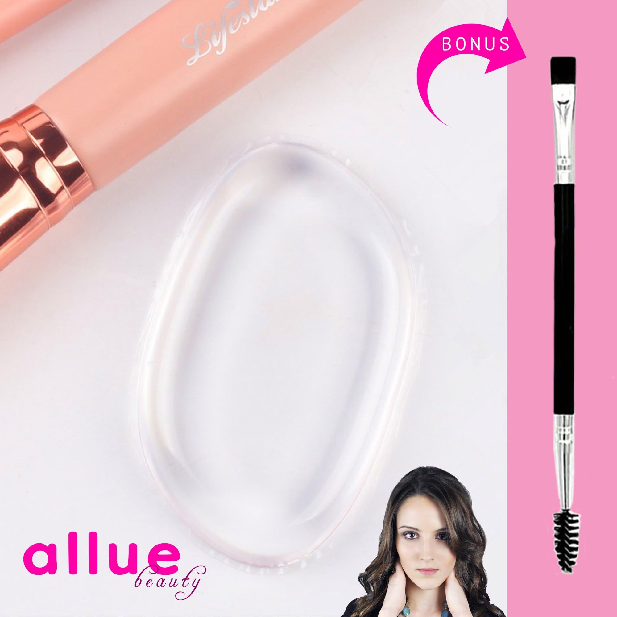 Allue Beauty Applicator Silicone 'Anti-Sponge' Makeup Blender (Translucent) + FREE bonus gift - Compare to Silisponge - Pro Quality