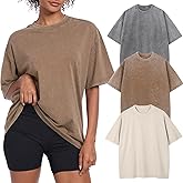 Womens Vintage Oversized T Shirts Acid Washed Baggy Cotton Tee Workout Gym Shirts Boyfriend Short Sleeve Tops