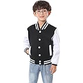 NHUHEQ Kids Baseball Jackets Boys Girls Fit Varsity Jacket Casual Lightweight Plain Button Cardigan School Coat