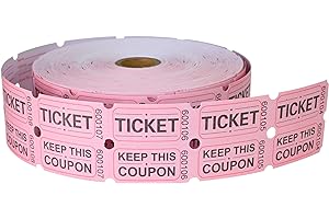 ESSENTIAL 2000 Pink Double Raffle Tickets Rolls Printable for Leisure, Movie Watching, Entertainment