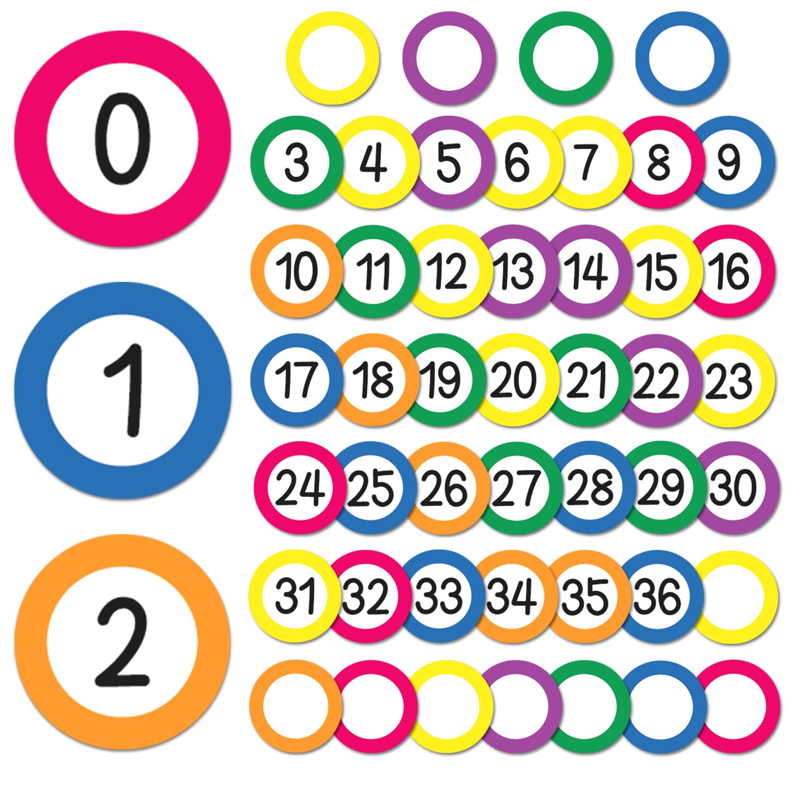 Photo 1 of Qyeahkj 49Pcs Numbers Magnetic Calendar Accents - 0-36 Round Magnetic Numbers with 12 Blank Writable Spaces - Colorful Accents for Kids Whiteboard Teaching & Learning Tools