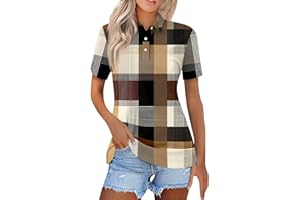 Womens Polo Shirts Dressy Short Sleeve Button Lapel Collared Tops Business Casual Tees Athletic Tennis Golf Shirt