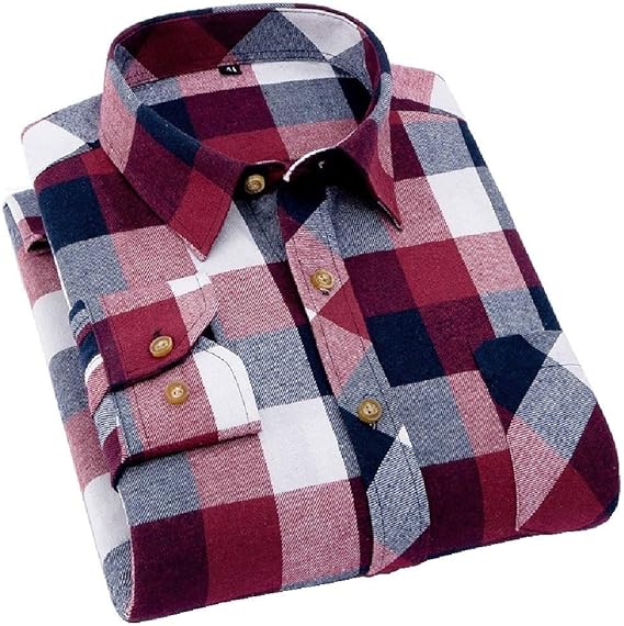 Amazon Angelspace メンズスクエアカラー スリム ロングスリーブ プレイド パターン フリースシャツ シャツ 通販