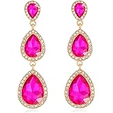 Vintage Rhinestone Teardrop Dangle Earrings Long Dangling Drop Earrings Crystal Chandelier Earrings for Women Wedding Bridal Prom