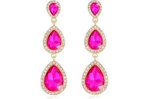 MOIEGOUCT Vintage Rhinestone Teardrop Dangle Earrings Long Dangling Drop Earrings Crystal Chandelier Earrings for Women Wedding Bridal Prom