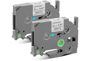 PILLEX 2-Pack Label Maker Tape 12mm 0.47" White TZE2312PK Replacement for Brother P Touch Label Tape TZe-231 TZ-231, Compatible with Brother Ptouch PT-D210 PT-H110 PT-D220 PT-D400