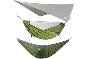 Crosship Camping Hammock with Mosquito Net, Underquilt & Rain Fly Tarp – 2 Person Portable Hammock Set for Hiking, Backpacking, Travel, Backyard, Beach – Holds Up to 500lbs (Green)