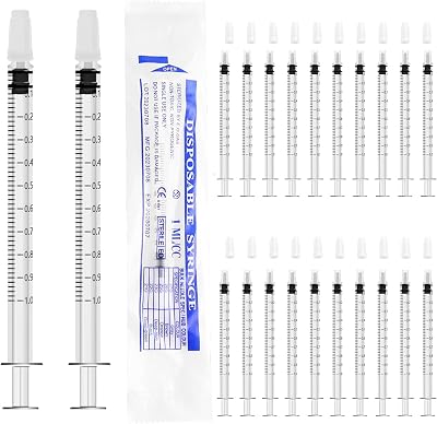HXC 20 Pcs Colostrum Syringe 1ml No Needle Cap Safe Pack Refilling Kit