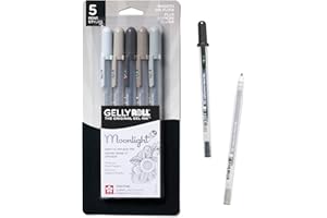 Sakura Gelly Roll Moonlight 06 Gel Pens - Fine Point Ink Pen for Journaling, Art, or Drawing - Gray Ink - Fine Line - 5 Pack