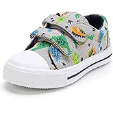 K KomForme Toddler Boys & Girls Shoes Kids Canvas Sneakers with Cartoon Dual Hook and Loops