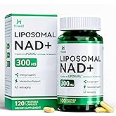 Liposomal NAD Supplement 300mg + Trans-Resveratrol & Quercetin, Energy & Anti-Aging Support, Boost NAD+ Levels - Vegan, Pure NAD Resveratrol Supplement for Women & Men, 120 Capsules