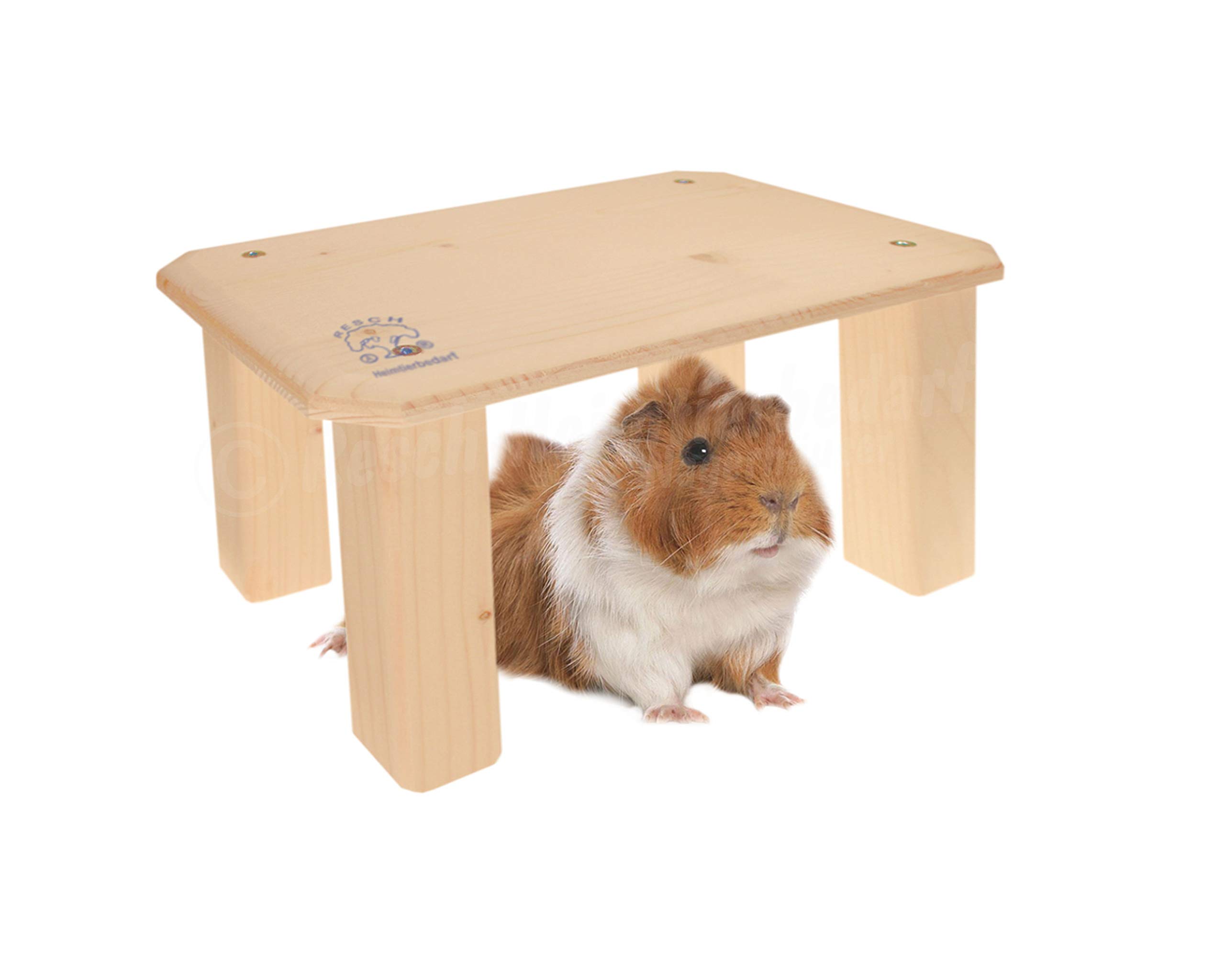 RESCH Heimtierbedarf Shelter M, Natural Solid Spruce Wood, 30.6 x 16.5 x 18.4 cm, Ideal for Rabbits or Guinea Pigs
