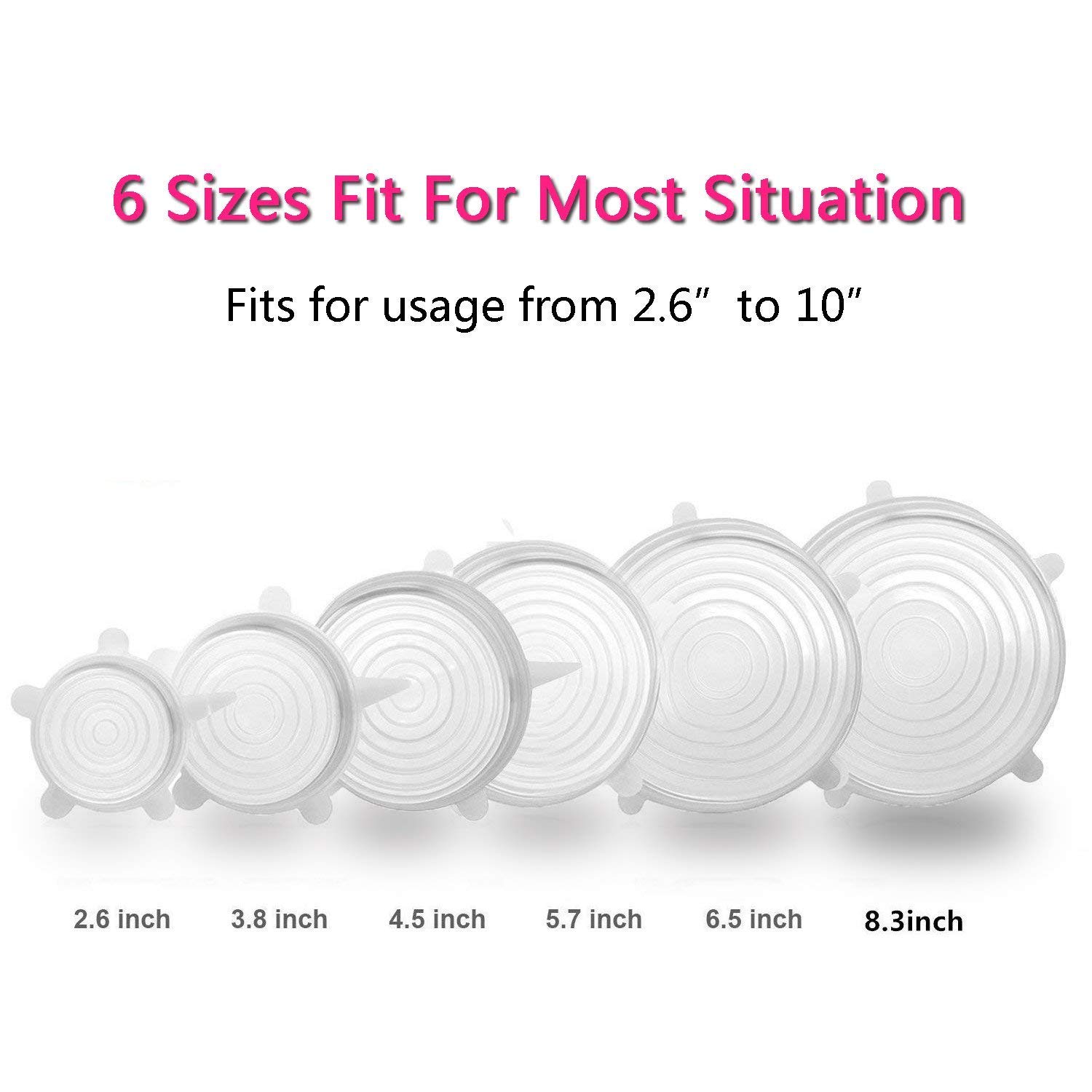 Silicone Stretch Lids,ReusableDurable Expandable Storage Covers for Container, Bowl, Can and Cup in Dishwasher, Refrigerator and Microwave 12-Pack Various Sizes