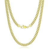 Eterjew 18k Gold Plated S925 Sterling Silver Chain Necklace for Men Women, 3.5mm, 4mm, 5mm Diamond Cut Cuban Link Chain, Sturdy & Shiny & Not Easy to Fade & Comfortable 16 18 20 22 24 26 Inch