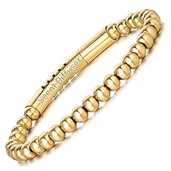 WP WEPICK 18K Gold Bracelets for Men Women Beaded