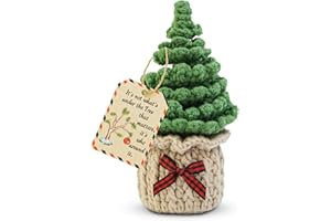 OASSIE Christmas Tree Gifts for Women Men - Emotional Support Crochet Christmas Tree with Card - Stocking Stuffers for Xmas Party Decorations Home Decor, Small Gifts for Mom Grandma Friends Family
